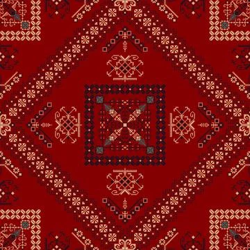 Traditional Latvian embroidery seamless pattern vector illustration Illustrazione stock