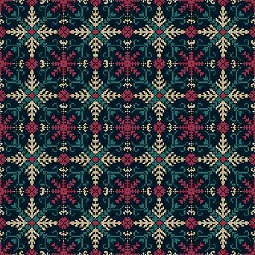 Traditional Latvian embroidery seamless pattern vector illustration 스톡 일러스트