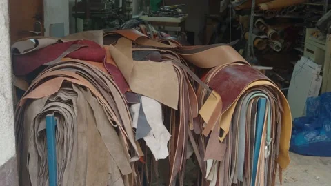 Traditional leather workshop in Spain Stock Footage 145721645