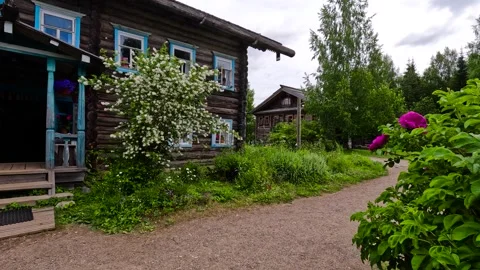 A traditional log cabin in the countryside. Video stock 340899127