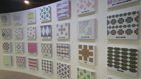 Traditional Malaysian Batik Patterns Exhibit at Kuala Lumpur Craft Museum Stock Footage 324706688