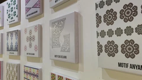 Traditional Malaysian Batik Patterns Exhibit at Kuala Lumpur Craft Museum Stock Footage 324707010