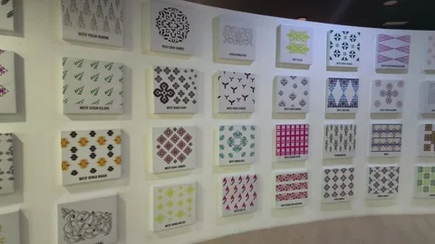 Traditional Malaysian Batik Patterns Exhibit at Kuala Lumpur Craft Museum Stock Footage 324707074