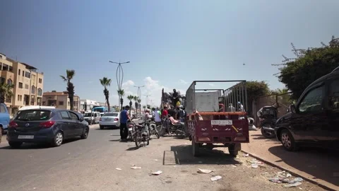 Traditional Market Activity and Eid al-Adha Sheep Trade in Morocco May 27,2026 Stock Footage 337541496