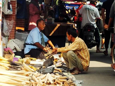 Traditional market at Sukoharjo, Central Java, Indonesia Stock Photos