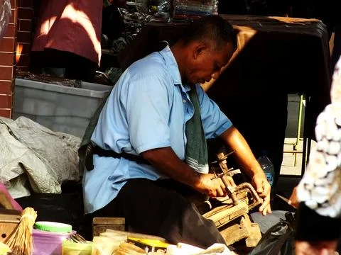 Traditional market at Sukoharjo, Central Java, Indonesia Stock Photos