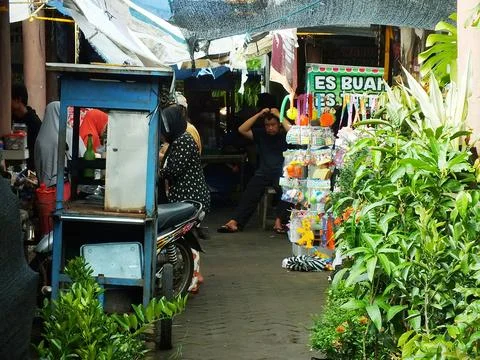 Traditional market at Sukoharjo, Central Java, Indonesia Stock Photos