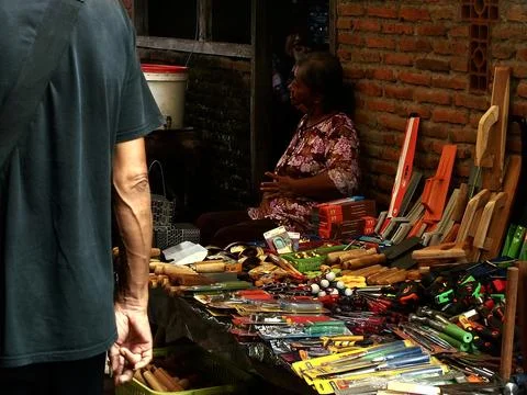 Traditional market at Sukoharjo, Central Java, Indonesia Stock Photos