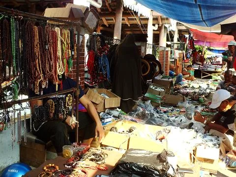 Traditional market at Sukoharjo, Central Java, Indonesia Stock Photos