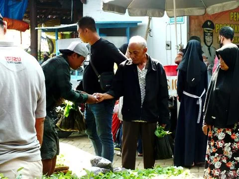 Traditional market at Sukoharjo, Central Java, Indonesia Stock Photos