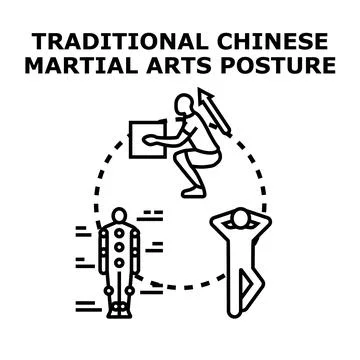 Traditional martial arts posture exercise concept vector Stock Illustration