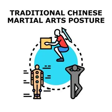 Traditional martial arts posture exercise concept vector Stock Illustration