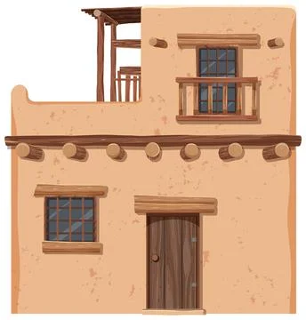 Traditional Mexican Adobe House Ilustración de archivo