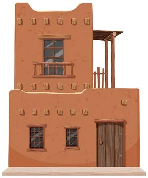 Traditional Mexican Adobe House Ilustración de archivo