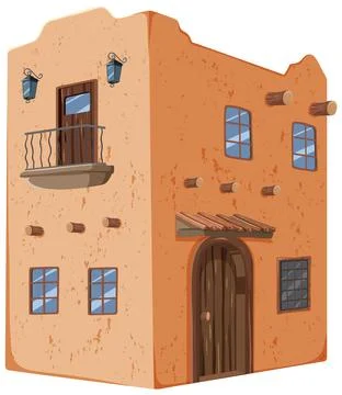 Traditional Mexican Adobe House Ilustración de archivo