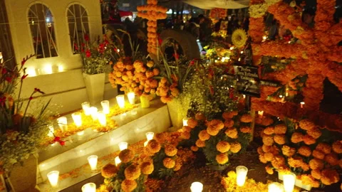 Traditional Mexican altars during Day of the Dead in Tzintzuntzan Michoacan Stock Footage 344346361