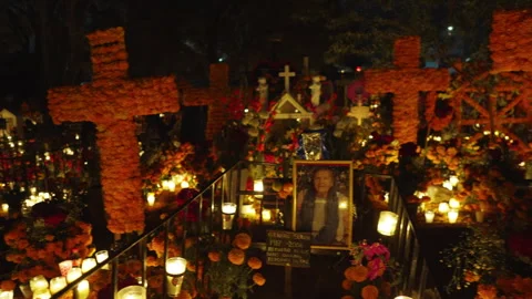 Traditional Mexican altars during Day of the Dead in Tzintzuntzan Michoacan Stock Footage 344346873