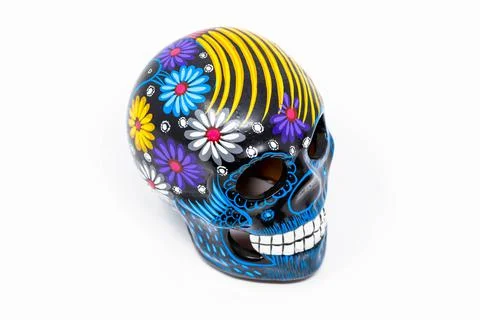 Traditional Mexican Patterned Ceramic Day of the Dead Skull Stock Photos