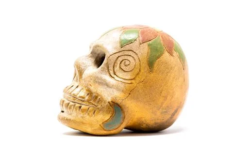 Traditional Mexican Patterned Ceramic Day of the Dead Skull Stock Photos