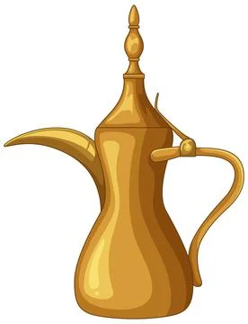 Traditional Middle Eastern Brass Coffee Pot Vector Illustration Stock Illustration
