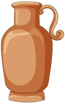 Traditional Middle Eastern Clay Jug with Curved Handle Illustration