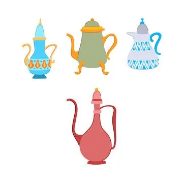 Traditional middle eastern coffee and tea pots Illustrazione stock