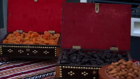 Traditional Middle Eastern Dried Fruit Display Stock Footage 318303038