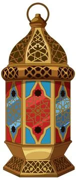 Traditional Middle Eastern Lantern with Geometric Patterns 库存插图