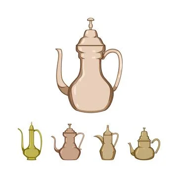 Traditional middle eastern tea coffee pots collection Stock Illustration