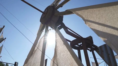 The Traditional Mill of Greece, Through the Rays of the Sun Stock Footage 111819253