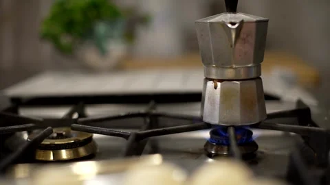 Traditional moka on the fire Stock Footage 293129576