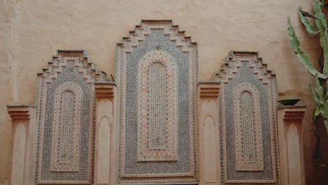 Traditional Moroccan Mosaic Tile Wall in Marrakech Stock Footage 309033727
