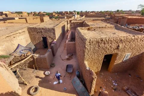 Traditional mud African architecture city center quarters Stock Photos