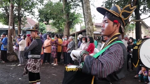Traditional music carnival in Java in traditional clothing. Stock Footage 244611874