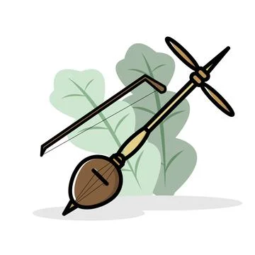 A traditional musical instrument from Java, Indonesia called rebab Ilustración de archivo