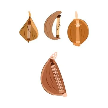 Traditional musical string instruments from southeast asia Ilustración de archivo