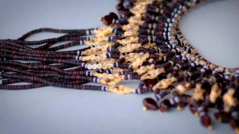 Traditional Necklace Made From Shells and Bush Seeds Stock Footage 296535496