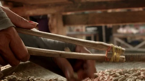 Traditional Nutcracking in Battambang/Cambodia Stock Footage 74192298