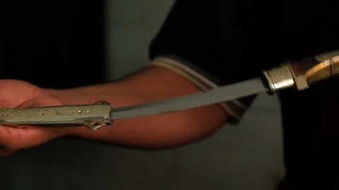 Traditional old arabic sword Stock Footage 157013458