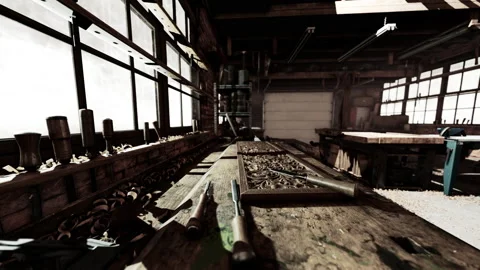 Traditional old carpenter workshop interior Vídeos de archivo 233915584