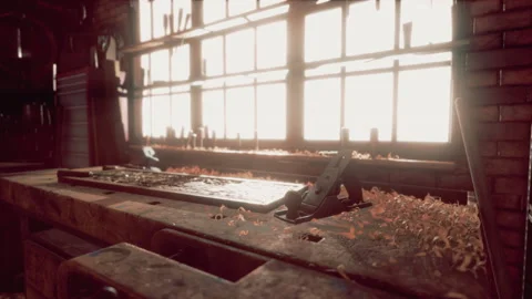 Traditional old carpenter workshop interior Stock Footage 235165573