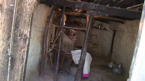 Traditional old loom machine Stock Footage 54715156