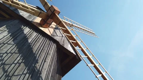 Traditional old Poland rustic windmill Stock Footage 133796510