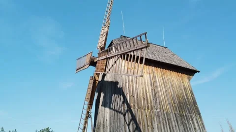 Traditional old Poland rustic windmill Stock Footage 133809713