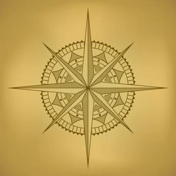 Traditional old-styled wind rose on ancient russet paper. Stock Illustration