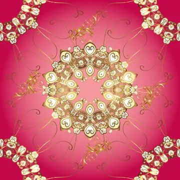 Traditional orient ornament. Seamless pattern on magenta, pink and red colors wi Stock Illustration