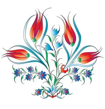 Traditional ottoman design with a pattern of three Stock Illustration