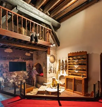 Traditional Ottoman kitchen exhibit inside Gupgupoulu Konagi, Kayseri Stock Photos