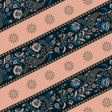 Traditional paisley border pattern background Stock Illustration