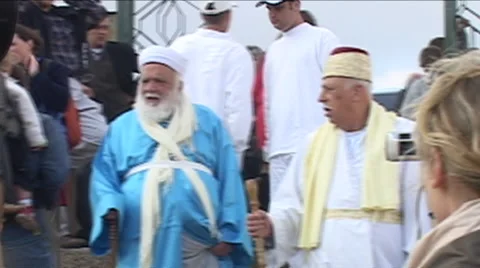 Traditional Passover Ceremony for the ancient Samaritans Stock Footage 50910249